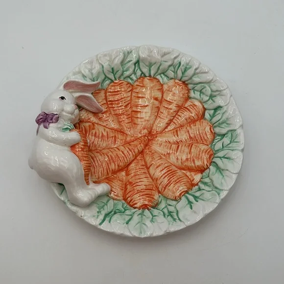 Vintage Palm Tree Company Bunny Carrot Plate Easter Spring Made in Taiwan - Picture 5 of 16